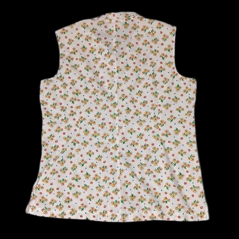 Bobbie Brooks Sleeveless Button Up Blouse Womens Size XL White Floral And Swirls - Picture 11 of 11